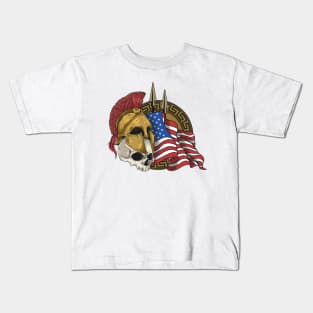 Spartan Armor Skull With American Flag Kids T-Shirt